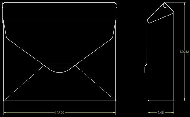 Nvelope beta 2011 side & front elevations with dimensions